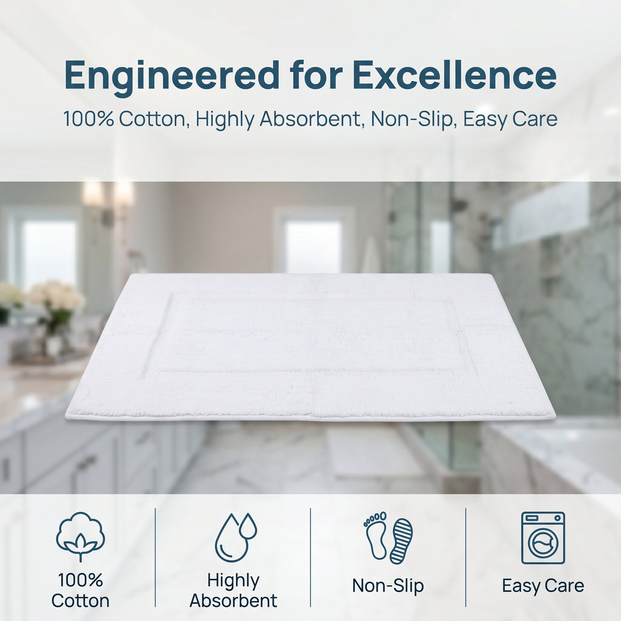Unique Bargains Plush Absorbent Microfiber Bathroom Mat Non-Slip Rug White 24" x 16"
