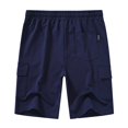 thumbnail image 2 of Yuyangdpb Men's Casual Cargo Shorts Classic Relaxed Fit Drawstring Elastic Waist with Pockets Navy Blue 32, 2 of 5