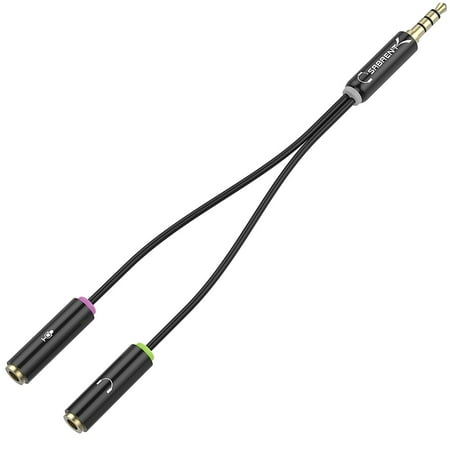 Cobra Adapter Mic - Sabrent 3.5mm Headset Splitter Adapter for headsets with separate headphone / microphone plugs (CB-AUHM)