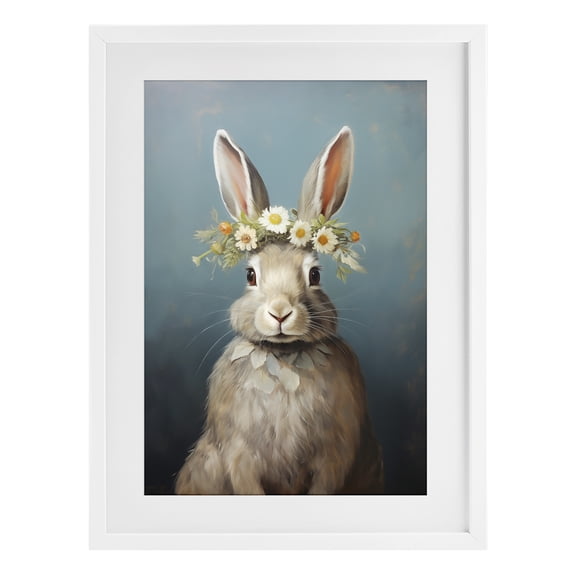 Stupell Industries Daisy Crowned Bunny Portrait White Framed Print Under Glass, design by Heidi Kuntz