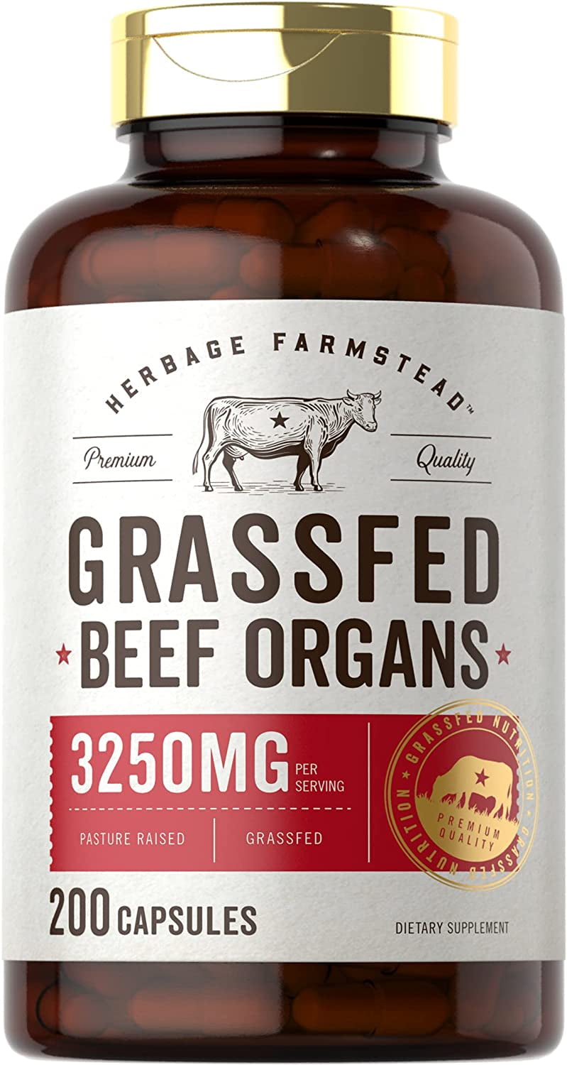 Grassfed Beef Organs Capsules 3250mg 200 Count Desiccated Liver
