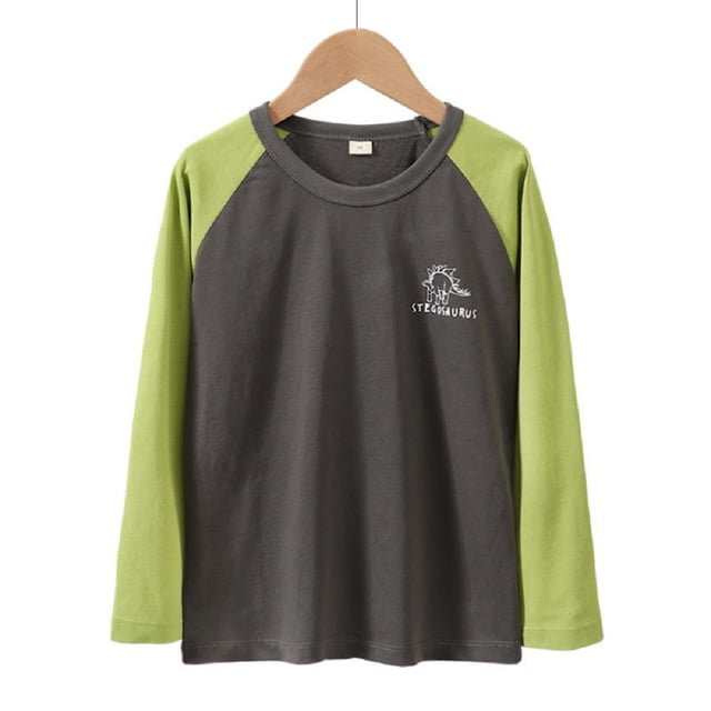 Qudderr T-Shirts à Manches Longues pour Enfants Garçons Filles en Coton Doux 5-13 Ans Adolescents Col Rond Printemps Automne Patchwork Couleurs Hauts