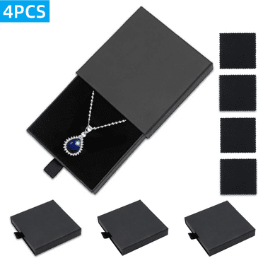SPOKKI 4Pcs Jewelry Box for Women Girls Gift, Necklace Bracelet Earring Pendent Ring Organizer Box, Portable Square Gift Boxes for Valentine's Day Birthday Wedding Mother's Day Anniversaries