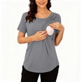 thumbnail image 2 of RongHuan Women's Maternity Shirts Short Sleeve Split Hem Pregnancy Tops Comfy Crew Neck T Shirt, 2 of 8