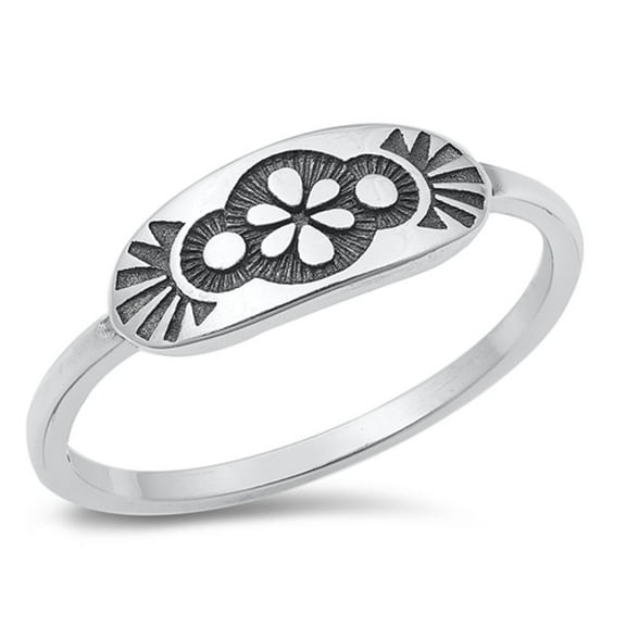 Native Flower Design Ring .925 Sterling Silver Band Jewelry Female Male Unisex Size 5