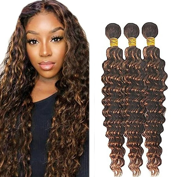 Hair Bundles HeioWuio P4/30 Deep Wave Highlight Brown 60 cm