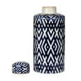 thumbnail image 2 of CC Home Furnishings Small Geometric Round Lidded Jar - 13.75" - Blue and White, 2 of 7