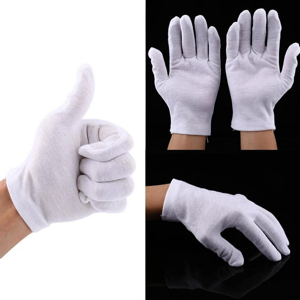 Cergrey 12 paires de gants de sécurité en coton blanc pratiques pour la  protection des bijoux en argent, inspection des gants, gants de travail  blancs, gant de travail blanc 
