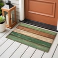 thumbnail image 2 of Retro Green Brown Wood Grain Washable Area Rug 2 x 3 ft Vintage Farmhouse Country Style, Soft Non Slip Rugs Stain Repellent Indoor Felt Carpet for Living Dining Room Bedroom Home Office, 2 of 9