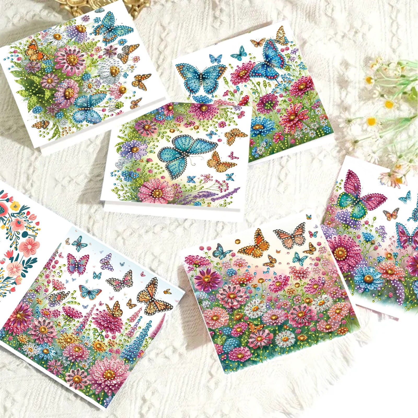 FLOPESN 12Pcs DIY Folding Greeting Card Diamond Art Painting,Creative Design Thank You Cards Set for Birthday Christmas Crafts Gift