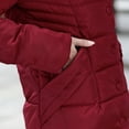 thumbnail image 3 of Women's Hooded Outwear Warm Coat Long Thick Cotton Padded Slim Jacket, Comfortable and Stylish for Winter Seasons, in Burgundy, Size XXXL, 3 of 3