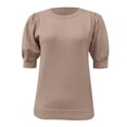 thumbnail image 4 of Sngxgn Womens Lace Short Sleeve V Neck T Shirts Summer Casual Tops Loose Fit Tees Blouses(Khaki,M), 4 of 5