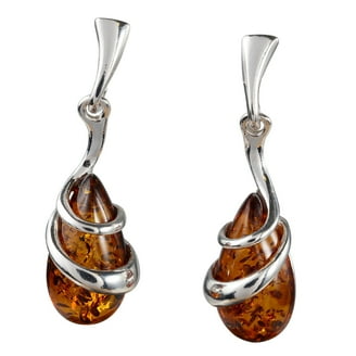 Orecchini Sabina con leverback francese in argento sterling e ambra baltica