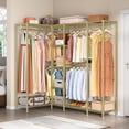 thumbnail image 2 of VIPEK L50 Wire Garment Rack L Shaped Clothes Rack for Corner, Protable Freestanding Wardrobe Closet Rack Heavy Duty Clothing Rack Clothes Storage Organizer Closet for Bedroom, 67.5"Lx38"Wx76.4"H, Gold, 2 of 7