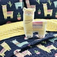 thumbnail image 2 of Lush Decor Southwest Llama Cactus Quilt, 4 Piece Set, Full/ Queen, Navy & Yellow - Cute Kids Reversible Boho Toddler Bedding Set, 2 of 11