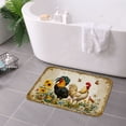 thumbnail image 3 of FJPT Non Slip Flannel Polyester Floor Mat Rooster And Flowers Design For Bathroom Kitchen Bedroom Decor 16x24 inch, 3 of 5