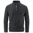 thumbnail image 2 of Wrtxtat Men's Fleece Pullover Winter Warm Solid Color Long Sleeves Slim Fit Sweatshirt Fashion Crew Neck Quarter Zip Outdoor Athletic Top Black XXL, 2 of 3