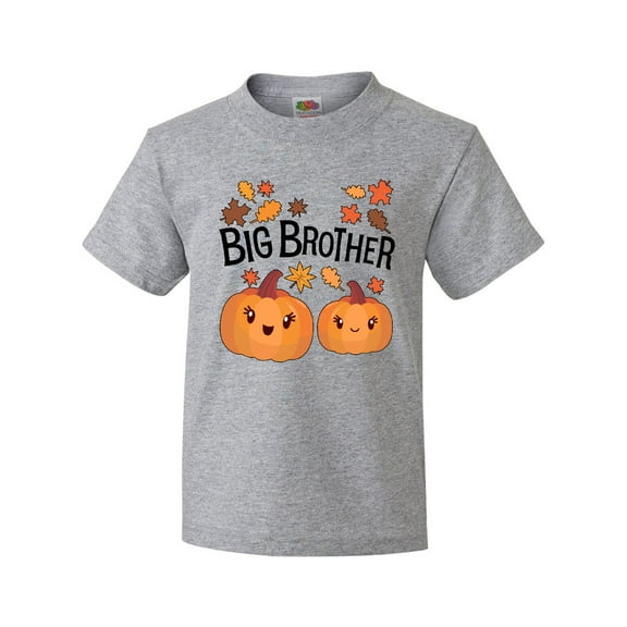 Inktastic Big Brother Pumpkins with Fall Leaves Youth T-Shirt