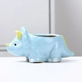 thumbnail image 4 of Ceramic Dinosaur Planter with Tray - Blue Triceratops Succulent Pot, 6 Inch Small Cactus Flower Holder, Cute Desktop Decor for Home Office, Unique Gift for Plant Lovers, 4 of 8