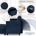 thumbnail image 5 of ACMEASE 110" Chenille 4 Seats Sofa w/2 Movable Storage Ottoman, Sectional Sofa w/Adjustable Backrests, Comfortable Fabric Couch w/USB&Type-C Ports, Cup Holders for Living Room, Blue, 5 of 7