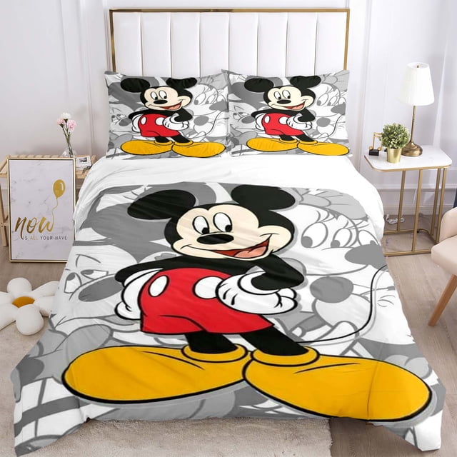 Disney Mickey Minnie Mouse Quilt Cover Pillowcase Bedding Three Piece Set Multi Size Comforter Duvet Cover Anime Bedding SetsUS Full 200x230cm Gao Jinjia LED