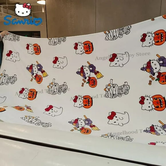 Sanrio Hello Kitty Flanelle Couverture Halloween Fantôme Peluche Canapé Sieste Couverture Dessin Animé Grande Taille Chambre Feuille Fille Cadeau de Noël