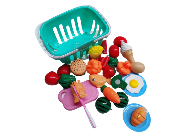 Pretend Role Play Toy 24PCS Kids Kitchen Food Dinner Fruit Vegetable Cutting Set 