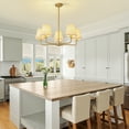thumbnail image 2 of 5-Light Modern Farmhouse Chandelier with Wavy Fabric Shades for Dining Room, 2 of 12
