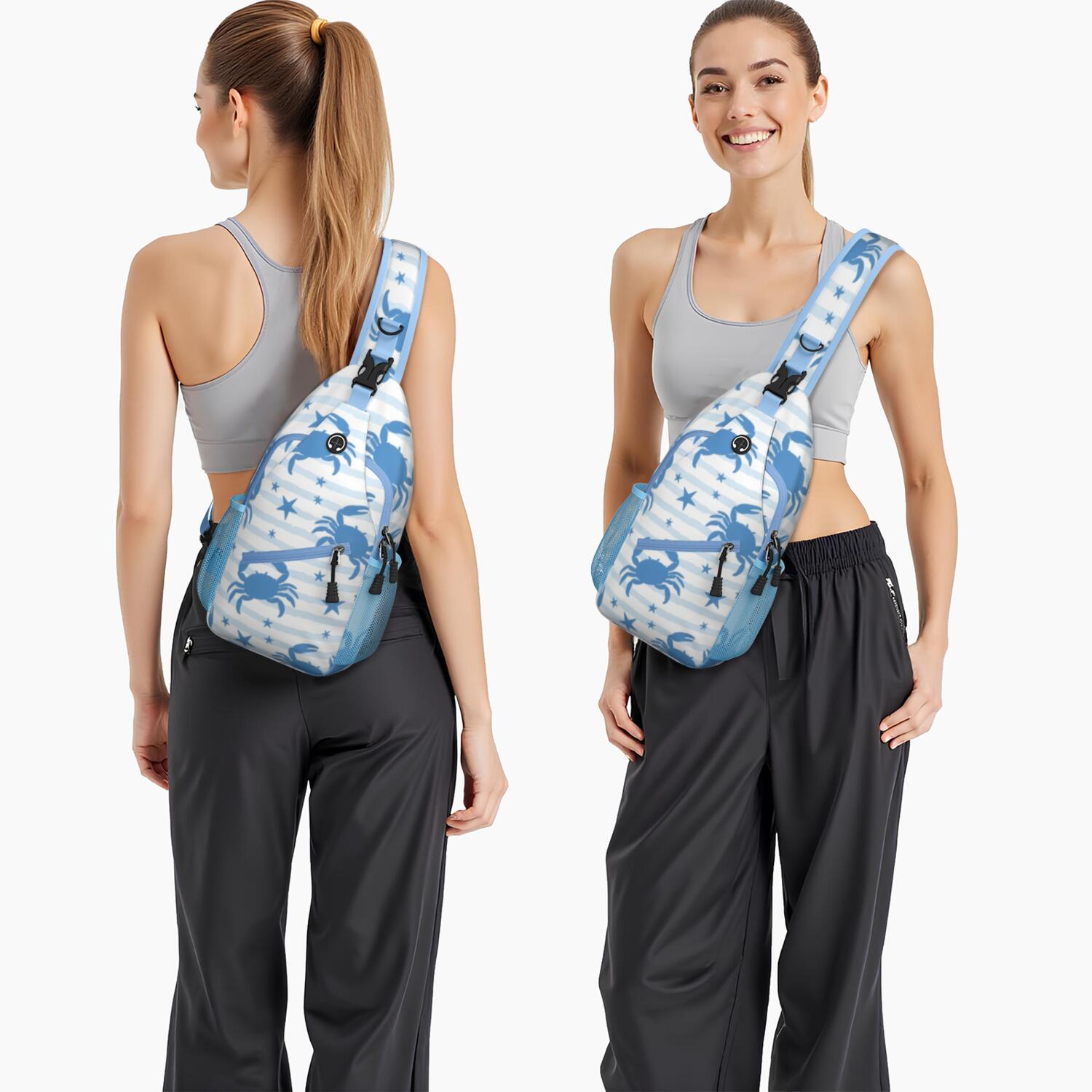 Sling Backpack Small BackpackTravel Sling Bag for Hiking Dating Gym Cycling Working Marine Adorable Crab