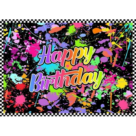 Image of 7x5ft Birthday Party Photography Backdrops Colorful Graffiti Splash Paint Background Boys Girls Birthday Party Indoor Outdoor Decorations Supplies for Kids CP-432