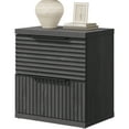 thumbnail image 5 of SICOTAS Fluted 2 Drawer Nightstands for Bedroom, Modern Wooden Bedside Tables with Drawers & Black Handles, Black, 5 of 7
