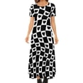 thumbnail image 2 of Robe à Carreaux Cœurs, Robe Maxi de Fête Noire et Blanche, Manches Courtes, Style de Rue Boho, Robes Longues de Plage pour Femmes, Vestido Oversize, 2 of 5