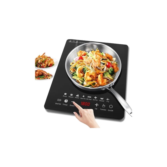 Parrilla de Inducción Eléctrica, Estufa de Inducción 2200w Control Tactil con 8 Niveles de Potencia & Temperatura, Cocina de Inducción con 6 Programas A