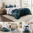 thumbnail image 6 of King Quilt Set 96''x106'', Green Forest Lightweight Summer Bedspread Coverlet Set with 2 Pillow Shams, Natural Landscape Modern Abstract Art Breathable All Season Quilt Bedding for Bedroom/Guest Room, 6 of 9