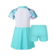 thumbnail image 2 of iiniim Kids Girls 2 Pcs Short Sleeve Rashguard Shirts with Swim Skirts Swimsuit Bathing Suit Beachwear Size 4-14 Tropical Leaves 14, 2 of 7