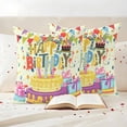 thumbnail image 3 of Outdoor Pillow Covers Happy Birthday Text Waterproof Pillow Cases 20x20 Set of 2, Cartoon Cake Ribbon Dots Throw Pillow Cover Pillowcase for Patio Balcony Couch Garden, 3 of 9