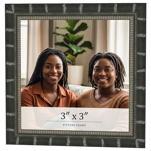 3x3 Frame Black Bamboo Solid Wood Picture Frame Width 1.5 Inches | Interior Frame Depth 0.5 Inches