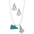 thumbnail image 1 of Delight Jewelry Acrylic 3/4" Teal Megaphone Silver tone Zig Zag Christmas Tree Charm Necklace and Stud Earrings, 1 of 4