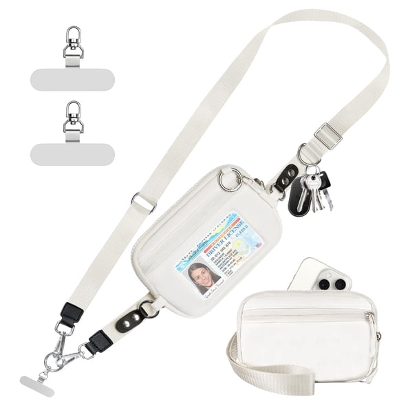 Cartera para teléfono Tiostep Clip & Go con correa, color crema, talla L