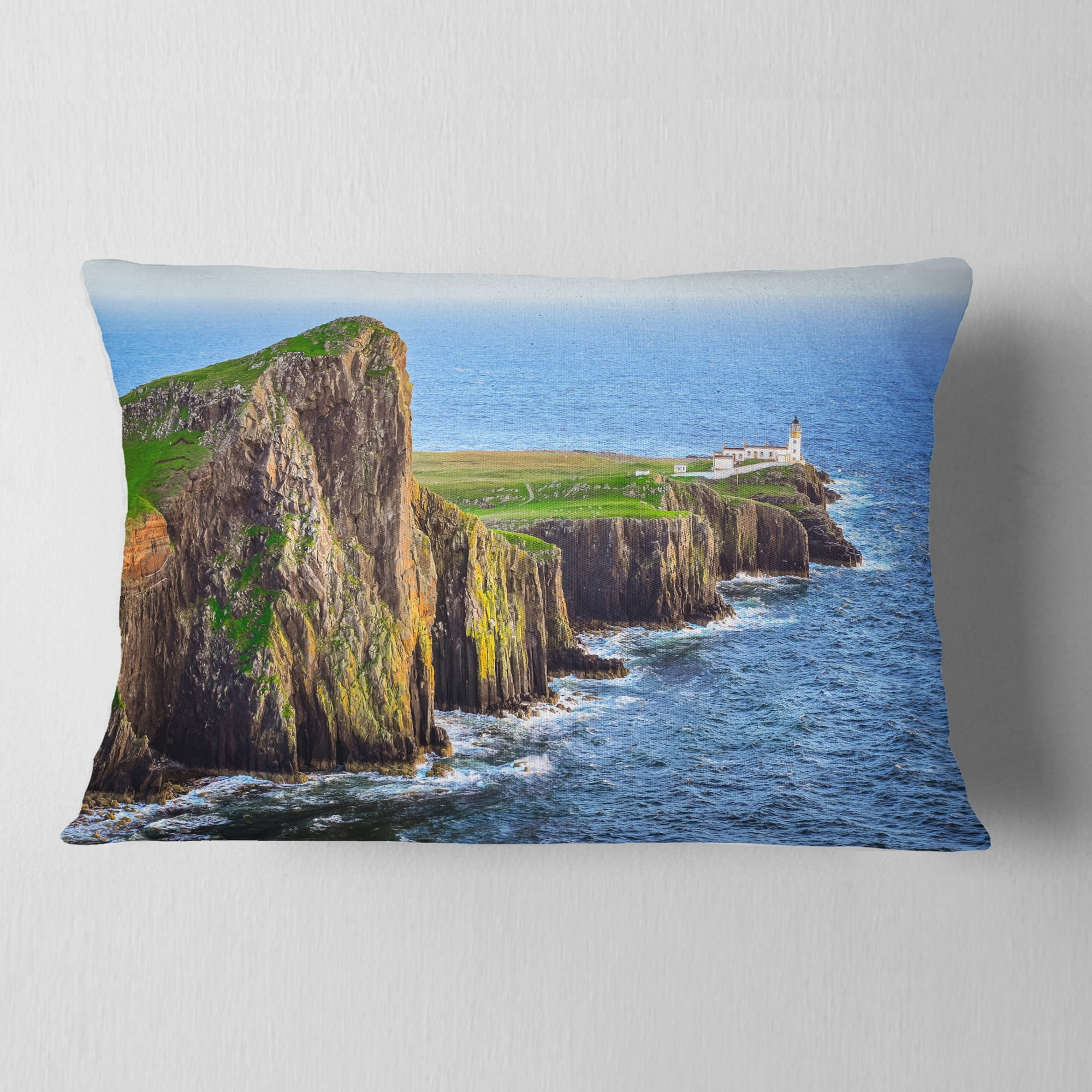 Designart Rocky Ocean Coastline Scotland - Photography Throw Pillow - 12x20