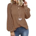 thumbnail image 1 of ICHUANYI Clearance Women's Long-sleeved Lace Stitching Loose Tops Solid Sweatershirt(Coffee, XL) ICHUANYI WER2023081505159, 1 of 6