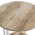 thumbnail image 6 of Household Essentials Jamestown Round Side End Table with Storage Shelf Coastal Oak Rustic Wood Grain and White Metal, 6 of 8