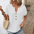 thumbnail image 5 of Besolor Plus Size Tops for Women Summer V Neck Button Short Sleeve Shirts Casual Loose Dressy Blouses Tee, 5 of 6
