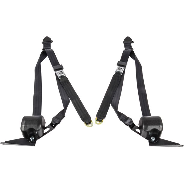 JEGS 70942 3 Point Seat Belt for 19681972 Chevy Truck Direct Fit Bench Seat, GM Metal Buckle