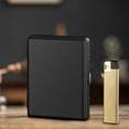 thumbnail image 6 of Cigarette Case Lighter Set | 20 Capacity Thick Cigarettes | Synthetic Leather Metal | Humidity-Proof Wrinkle Resistance | Portable Sturdy Container | 107x82x19mm | Gold Black Gray | 1 Pack, 6 of 6