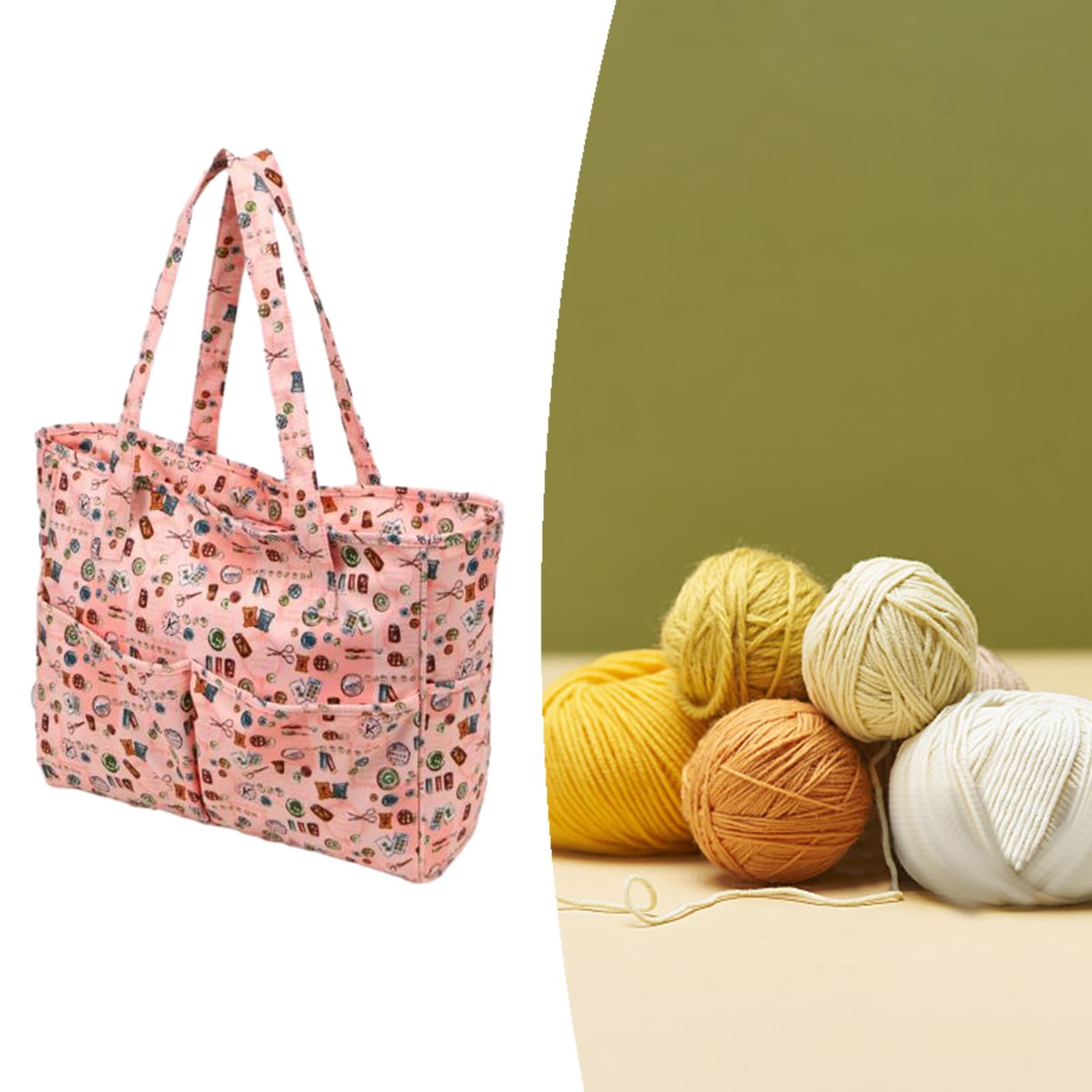 Wxqbjtam Knitting Bag Yarn Tote Crochet Organizer Bag Lightweight Handbag Knitting Needle