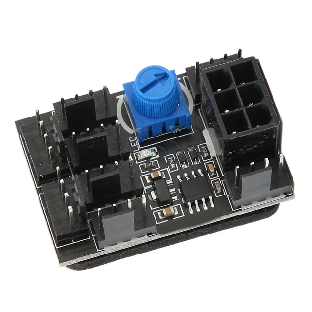 Computer Fan Controller, Long Service Life PWM Fan Hub High Power PCB Black for Desktop Computer