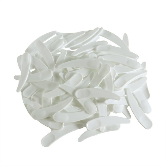 100PCS Mini Disposable Curved Cosmetic Spatula Scoop Makeup Mask Tool Plastic Spoon White