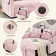 thumbnail image 4 of Aukfa Pull Out Sofa Bed, Convertible Loveseat Sleeper Sofa Couch with USB Port, Cup Holders and Swivel Phone Holder, Pink, 4 of 8