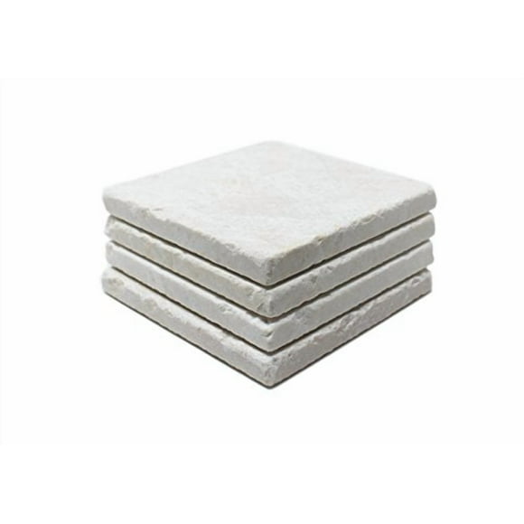 Beige Marble 4'' x 4'' Tumbled Set of 4 Coasters